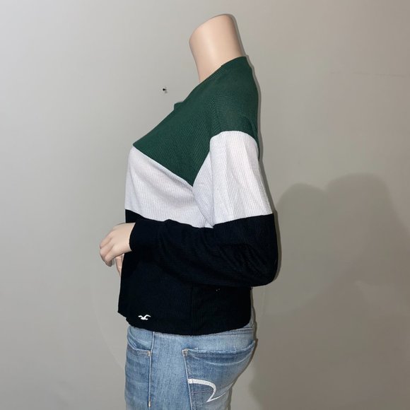 HOLLISTER CALIFRONIA WHITE & GREEN WAFFLE KNIT TOP - XS - Picture 4 of 10